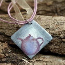 Teapot - hand painted pendant